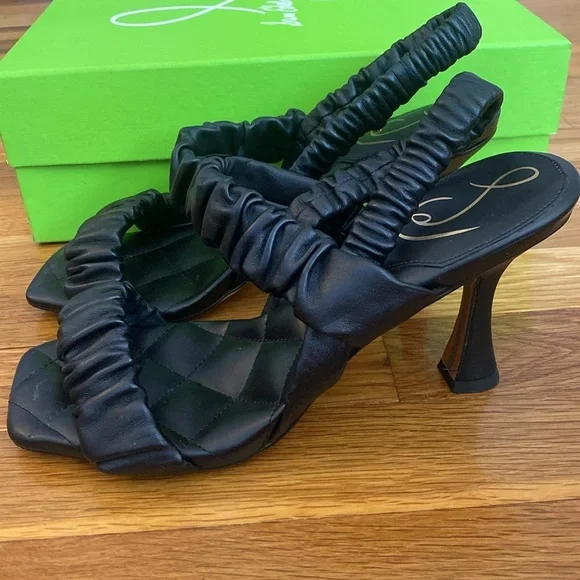 Sam Edelman Women’s Black Leather Heeled Sandals Size 8.5 Sandals